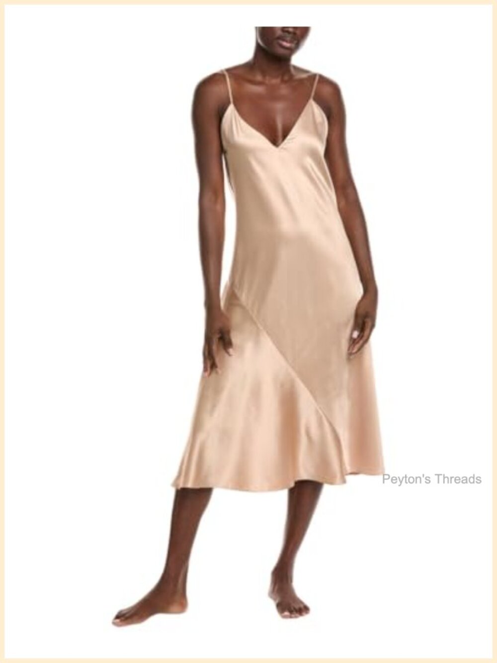 Natori Glamour Satin A-Line Gown 46" Sleeveless V-Neck Formal Nightgown